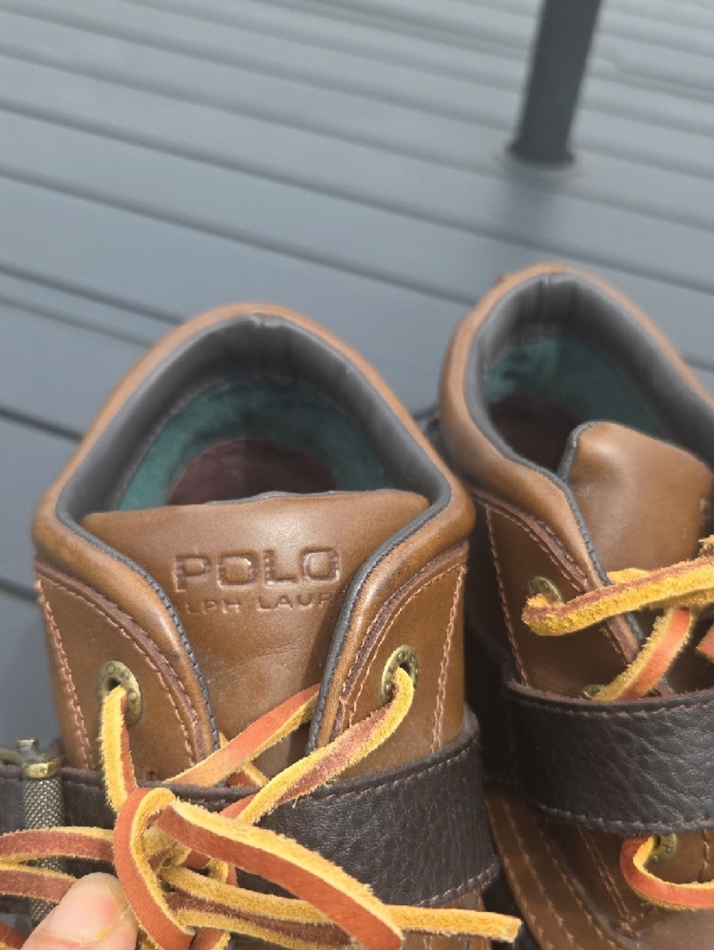 Polo by Ralph Lauren Men’s Brown and Black Leather-Trim Lace-Up Sneakers - Picture 7 of 8